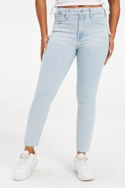 GOOD AMERICAN High Waisted GOOD LEGS CIGARETTE RAW HEM | INDIGO145