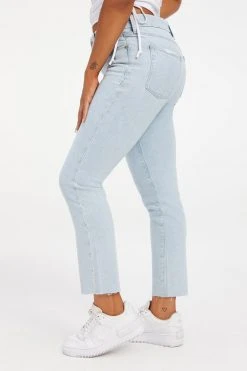 GOOD AMERICAN High Waisted GOOD LEGS CIGARETTE RAW HEM | INDIGO145