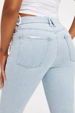 GOOD AMERICAN High Waisted GOOD LEGS CIGARETTE RAW HEM | INDIGO145