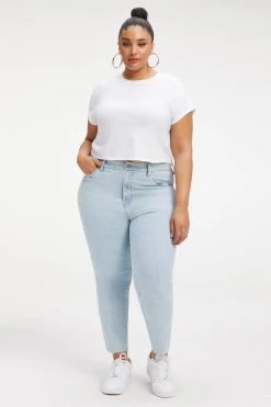 GOOD AMERICAN High Waisted GOOD LEGS CIGARETTE RAW HEM | INDIGO145