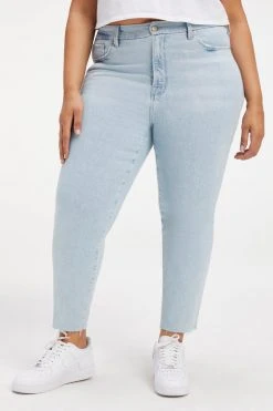 GOOD AMERICAN High Waisted GOOD LEGS CIGARETTE RAW HEM | INDIGO145