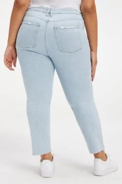 GOOD AMERICAN High Waisted GOOD LEGS CIGARETTE RAW HEM | INDIGO145