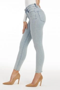 GA-SALE GOOD LEGS CROP LONG FRAY HEM | BLUE669 High Waisted