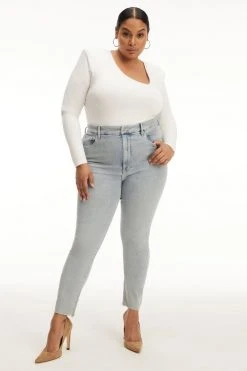 GA-SALE GOOD LEGS CROP LONG FRAY HEM | BLUE669 High Waisted