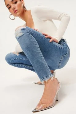 GA-SALE GOOD LEGS CROP NATURAL FRAY | BLUE836