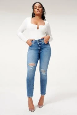 GA-SALE GOOD LEGS CROP NATURAL FRAY | BLUE836