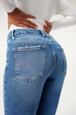 GA-SALE GOOD LEGS CROP NATURAL FRAY | BLUE836