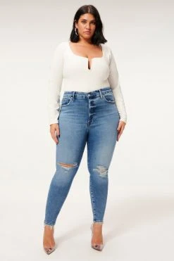 GA-SALE GOOD LEGS CROP NATURAL FRAY | BLUE836