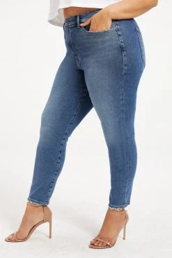 GOOD AMERICAN GOOD LEGS CROP NATURAL FRAY | INDIGO149