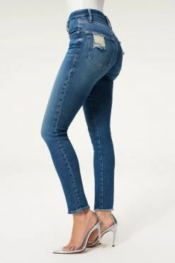 GA-SALE GOOD LEGS JACKED STEP HEM | BLUE832 High Waisted