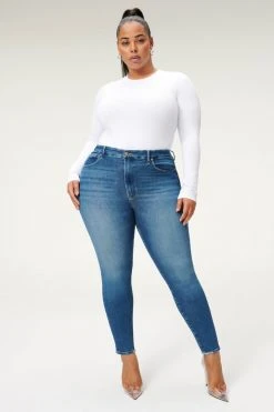 GA-SALE GOOD LEGS JACKED STEP HEM | BLUE832 High Waisted