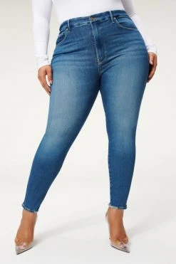 GA-SALE GOOD LEGS JACKED STEP HEM | BLUE832 High Waisted