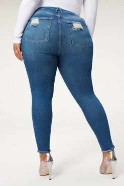 GA-SALE GOOD LEGS JACKED STEP HEM | BLUE832 High Waisted