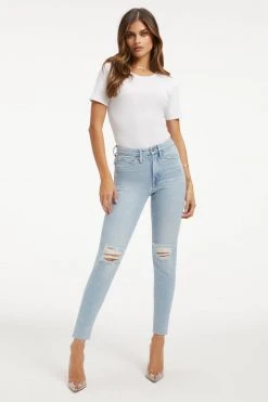 GOOD AMERICAN GOOD LEGS CROP RAW HEM | INDIGO148