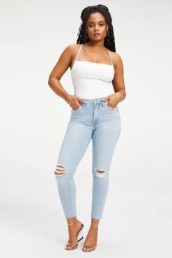 GOOD AMERICAN GOOD LEGS CROP RAW HEM | INDIGO148
