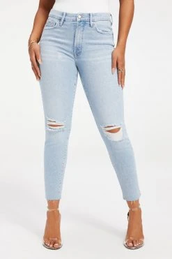 GOOD AMERICAN GOOD LEGS CROP RAW HEM | INDIGO148