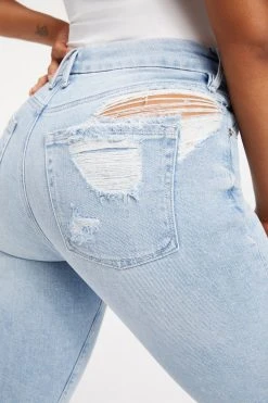 GOOD AMERICAN GOOD LEGS CROP RAW HEM | INDIGO148