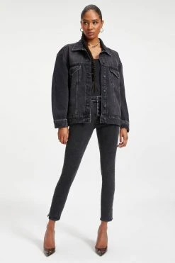 GOOD AMERICAN GOOD LEGS CROP W/ MINI SLIT | BLACK261 High Waisted