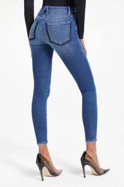 GOOD AMERICAN High Waisted GOOD LEGS CROP SHADOW POCKETS | INDIGO008