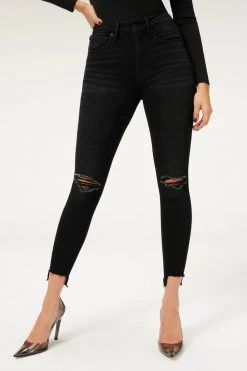 GOOD AMERICAN GOOD LEGS CROP RAW STEP HEM | BLACK171