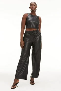 GOOD AMERICAN BETTER THAN LEATHER CROP TOP | BLACK001 Tops