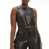 GOOD AMERICAN BETTER THAN LEATHER CROP TOP | BLACK001 Tops