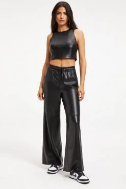 Best deal 👏 GOOD AMERICAN BETTER THAN LEATHER CROP TOP | BLACK001 Tops ✨ 24 GOOD AMERICAN BETTER THAN LEATHER CROP TOP | BLACK001 Tops