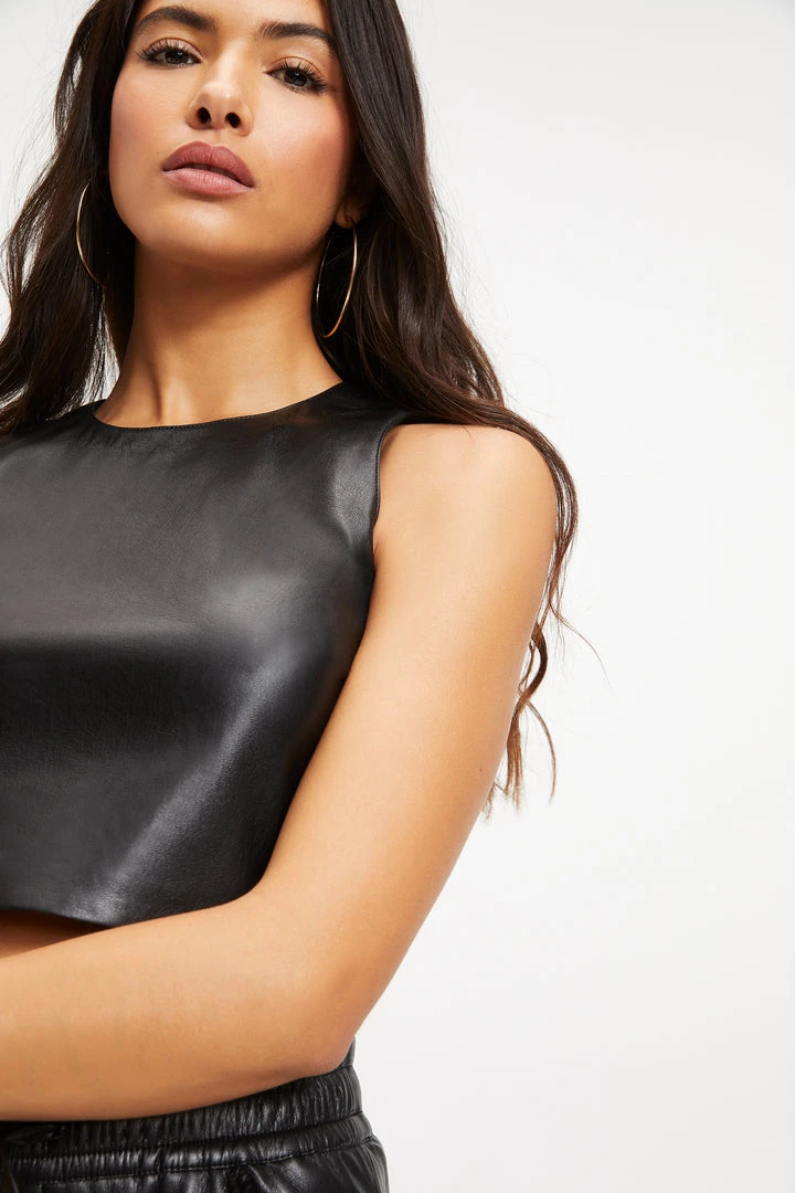 Best deal 👏 GOOD AMERICAN BETTER THAN LEATHER CROP TOP | BLACK001 Tops ✨ 11 GOOD AMERICAN BETTER THAN LEATHER CROP TOP | BLACK001 Tops