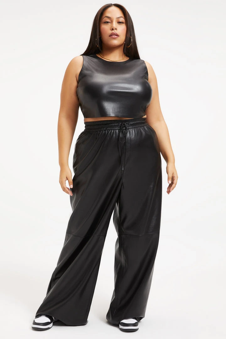 Best deal 👏 GOOD AMERICAN BETTER THAN LEATHER CROP TOP | BLACK001 Tops ✨ 12 GOOD AMERICAN BETTER THAN LEATHER CROP TOP | BLACK001 Tops