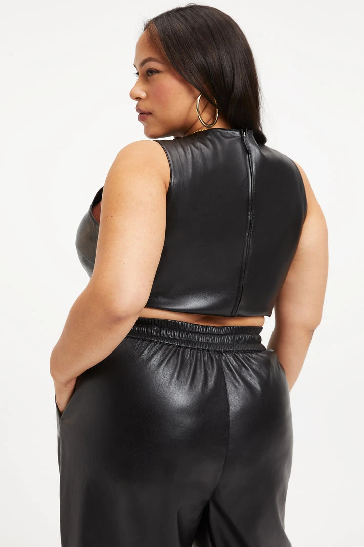 Best deal 👏 GOOD AMERICAN BETTER THAN LEATHER CROP TOP | BLACK001 Tops ✨ 15 GOOD AMERICAN BETTER THAN LEATHER CROP TOP | BLACK001 Tops