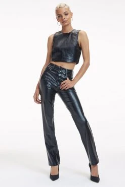 GOOD AMERICAN Tops BETTER THAN LEATHER CROP TOP | BLACK EEL001