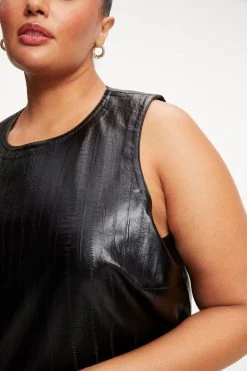 GOOD AMERICAN Tops BETTER THAN LEATHER CROP TOP | BLACK EEL001