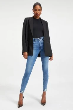 GOOD AMERICAN High Waisted GOOD LEGS DEEP V YOKE | INDIGO005