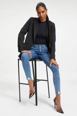 GOOD AMERICAN High Waisted GOOD LEGS DEEP V YOKE | INDIGO005