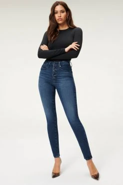 GA-SALE GOOD LEGS EXPOSED BUTTON | BLUE830 High Waisted