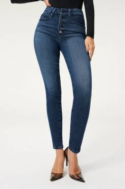 GA-SALE GOOD LEGS EXPOSED BUTTON | BLUE830 High Waisted