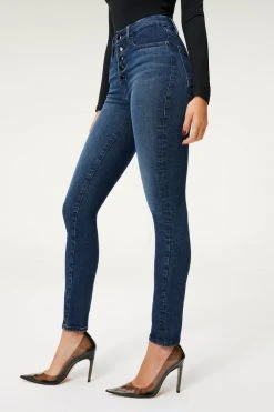 GA-SALE GOOD LEGS EXPOSED BUTTON | BLUE830 High Waisted