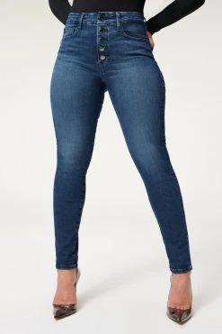 GA-SALE GOOD LEGS EXPOSED BUTTON | BLUE830 High Waisted