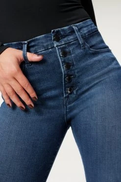 GA-SALE GOOD LEGS EXPOSED BUTTON | BLUE830 High Waisted