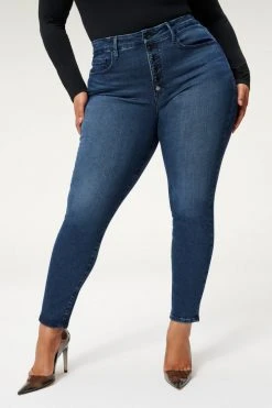 GA-SALE GOOD LEGS EXPOSED BUTTON | BLUE830 High Waisted