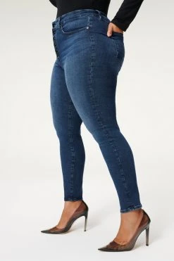 GA-SALE GOOD LEGS EXPOSED BUTTON | BLUE830 High Waisted