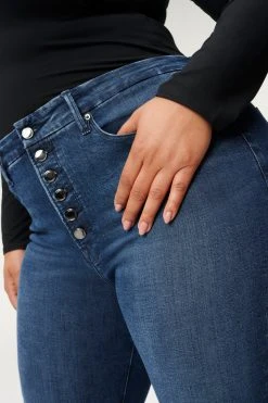 GA-SALE GOOD LEGS EXPOSED BUTTON | BLUE830 High Waisted