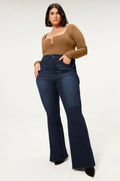 GOOD AMERICAN GOOD LEGS FLARE SIDE SLIT | BLUE793