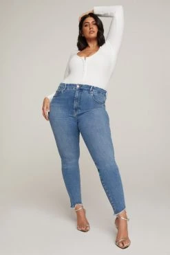 GOOD AMERICAN GOOD LEGS JAGGED FRAY HEM | BLUE611