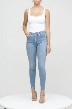 GOOD AMERICAN GOOD LEGS JAGGED FRAY HEM | BLUE611