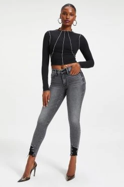 GOOD AMERICAN Skinny GOOD LEGS LOW W/ SHADOW POCKET | BLACK262