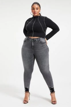 GOOD AMERICAN Skinny GOOD LEGS LOW W/ SHADOW POCKET | BLACK262