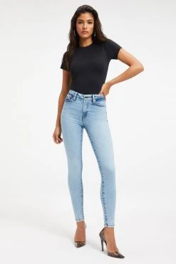 GOOD AMERICAN High Waisted GOOD LEGS NATURAL FRAY HEM | INDIGO151