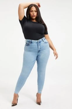 GOOD AMERICAN High Waisted GOOD LEGS NATURAL FRAY HEM | INDIGO151