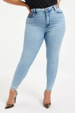 GOOD AMERICAN High Waisted GOOD LEGS NATURAL FRAY HEM | INDIGO151